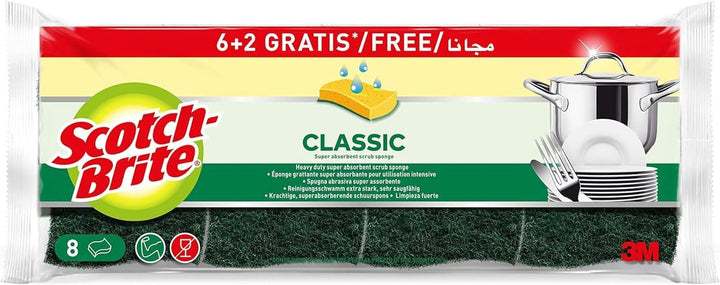 Scotch-Brite Classic Pot Cleaner, 16 bureți per pachet, burete pentru bucătărie - curăță puternic și eficient