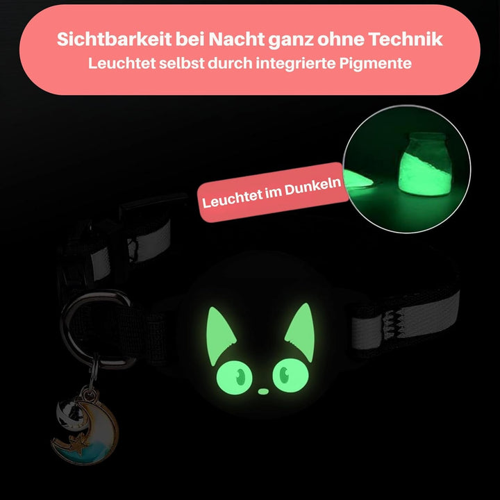 Zgardă pentru pisici Lipcat® Airtag | Reflectorizantă, căptușită și reglabilă | Închizătoare de siguranță, clopoțel și suport impermeabil pentru etichetă | Sistem de urmărire a pisicilor | Compatibilă cu Apple Airtag | Turcoaz