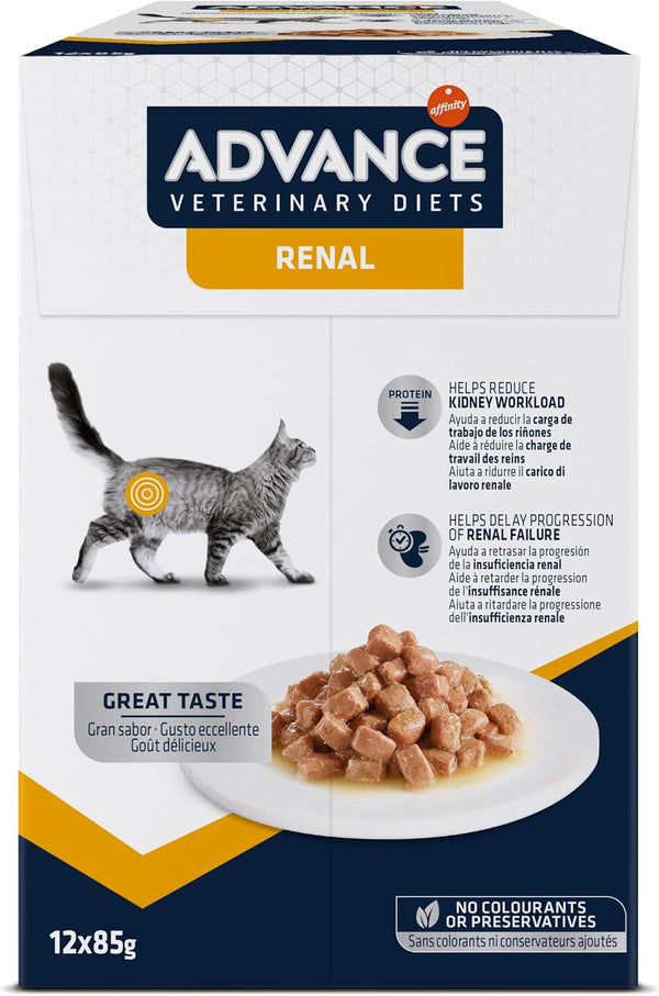 Advance Veterinary Diets Hrană umedă renală pentru pisici: Multipack cu 12 pungi, 85 G