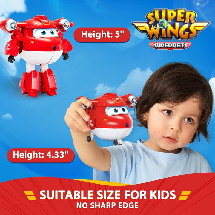 Auldey EU740283 Super Wings Transformer Figura JETT Supercharge 12 Cm, Colorat
