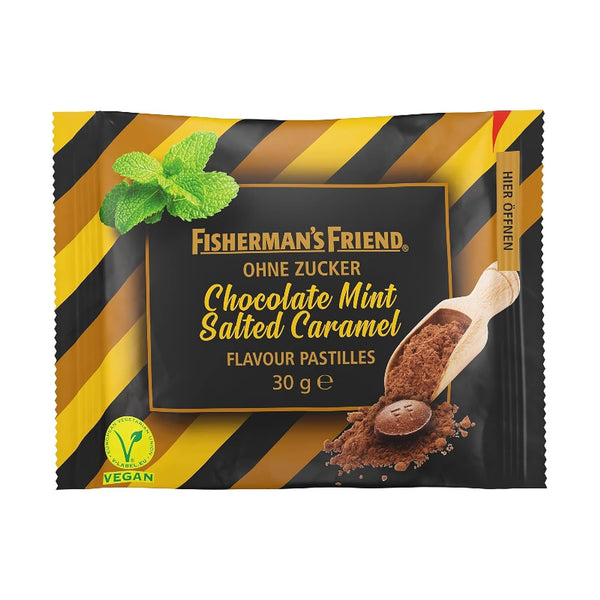 Fisherman'S Friend Chocolate Mint Salted Caramel, Pastillen Mit Schokoladen, Minze & Salz-Karamell Geschmack, Zuckerfreie & Vegane Bonbons, 20 X 30G