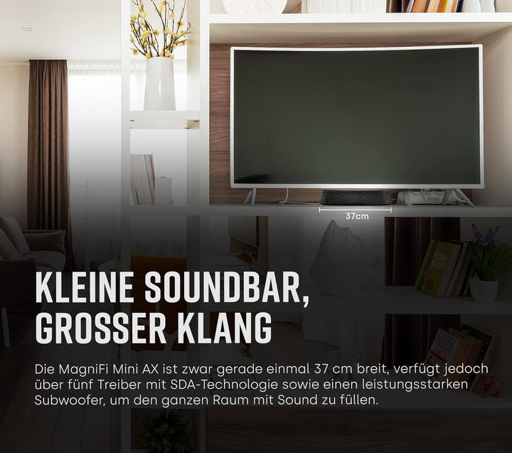 Polk Audio Magnifi Mini AX Ultrakomakte Tv-Soundbar Mit Wireless Subwoofer, Dolby Atmos Und DTS:X, HDMI Earc, Bluetooth, Airplay 2, Google Chromecast, Schwarz