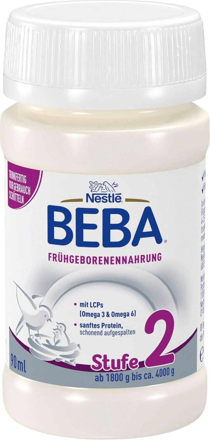 BEBA Frühgeborenennahrung Stufe 2, Spezialnahrung Für Frühgeborene Und Untergewichtige Neugeborene, Trinkfertig, 32Er Pack (32 X 90Ml)