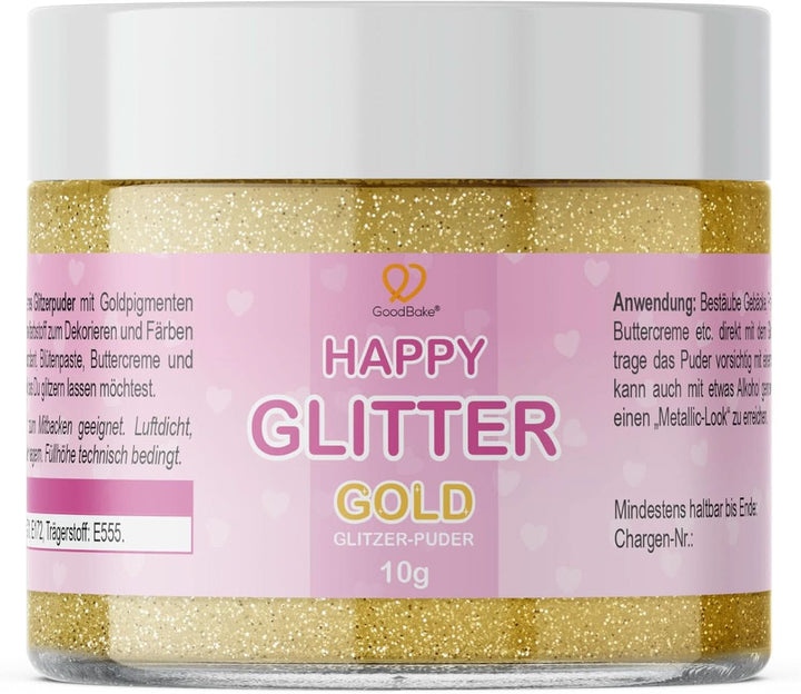 Goodbake Happy Glitter Gold - Glitter alimentar comestibil, 10 grame