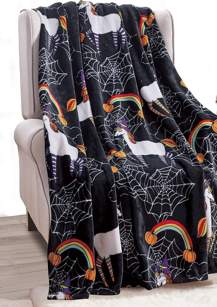 Elegant Comfort Leichte Ãœberwurfdecke Mit Halloween-Motiv, Weich, GemÃ¼tlich Und PlÃ¼schig, Perfekt Zum Entspannen in Dieser Gruseligen Jahreszeit, 127 X 152,4 Cm, Totenkopf Und Knochen
