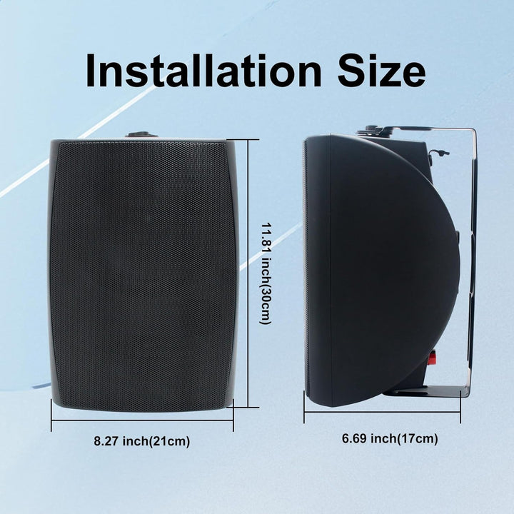 STUDIOFINIX 6,5 Zoll Outdoor-Lautsprecher Wandmontage 800W - Wasserdichte Und Leistungsstarke Audiolösung Für Innen/Außen, Haus, Terrasse, Garten, Hinterhof (4 Passiv-Lautsprecher Bundle/Schwarz)