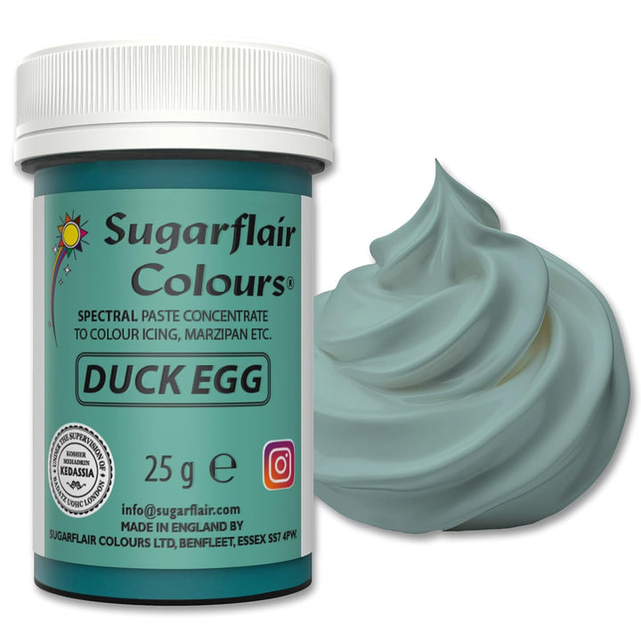 Sugarflair Spectral Duck Egg Lebensmittelfarbe Paste, Hochkonzentrierte Lebensmittelfarbe Für Buttercreme, Zuckerpaste, Royal Icing, Kuchenmischungen Und Mehr! Lebensmittelfarbstoff - 25G