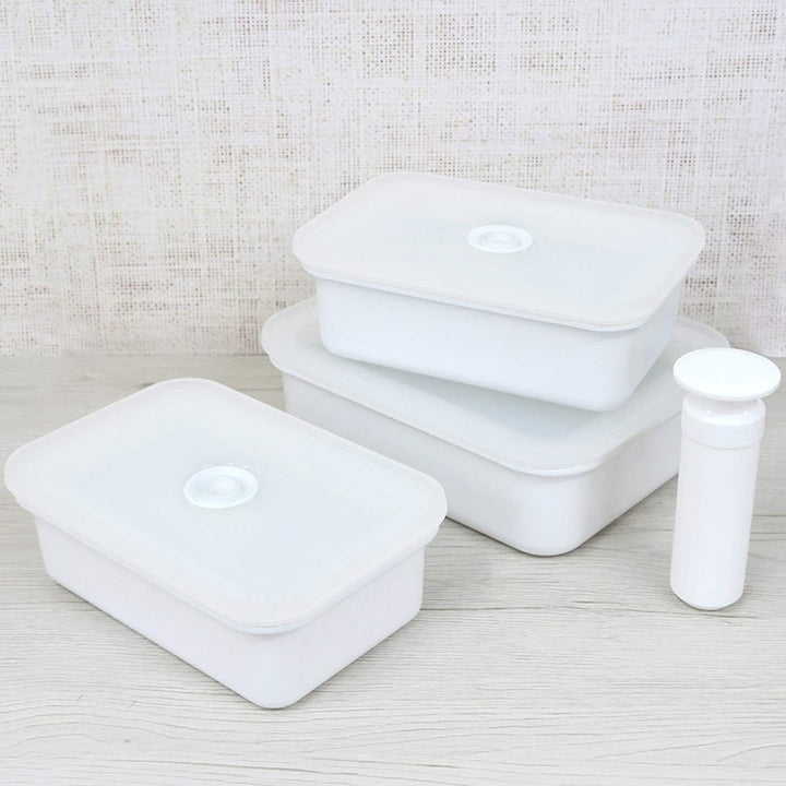 Staniu de depozitare a alimentelor în vid emailat | XL | 1.85L | 23.5 x 17.5 x 7cm | păstrează alimentele proaspete pentru mult mai mult timp | protejează alimentele de bacterii și infestare fungică | fără pompă de vid Cutii depozitare alimente Naty Shop