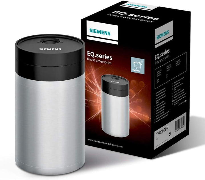 Siemens EQ.6 plus S300 mașină de cafea complet automată TE653501DE, profiluri de stocare, curățare cu abur, funcție de cană dublă, 1.500 wați, argintiu & TZ80009N Recipient izolat pentru lapte din oțel inoxidabil 0,5 litri