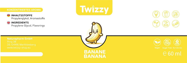 Aromă alimentară Twizzy Banana - 60 ml - Aromă intensă - Ideală pentru coacere