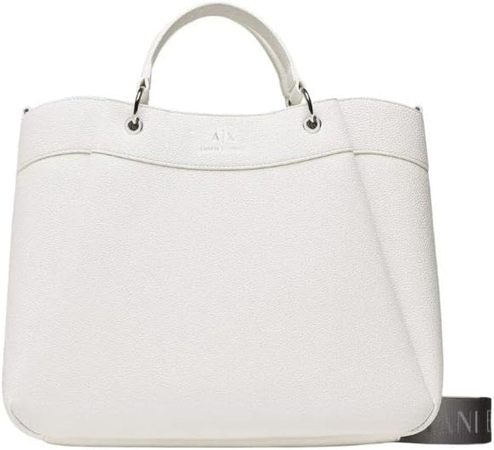 Armani Exchange Essential pentru femei, Wave, Silver Printed Logo Shopping L Genti Femei Naty Shop Alb