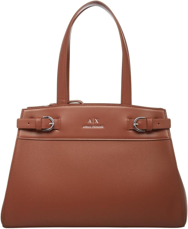 Armani Exchange Women's Essential, Milano 91, Geantă tote Double Bucke L Genti Femei Naty Shop Maro deschis