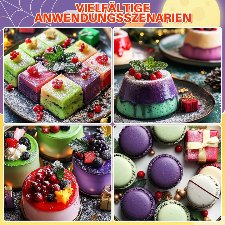 Lebensmittelfarbe Pulver - 4 Farben Lebensmittelfarbe, Konzentriertes Food Colouring, Lebensmittelfarbe Rot Grün Marineblau Violett Zum Kuchendekorieren, Backen, Zuckerguss, Dessert, Kochen - 5G