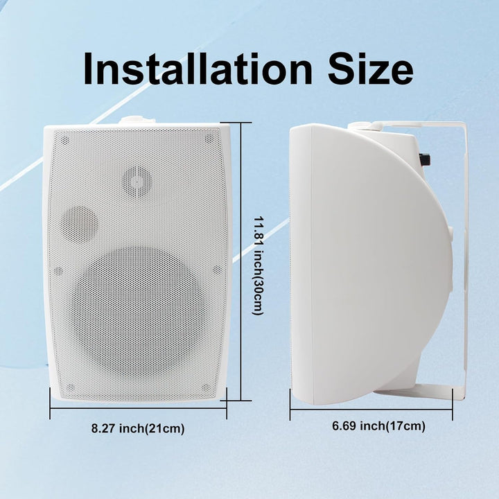 STUDIOFINIX 6,5 Zoll 800W Bluetooth-Lautsprecher Für Den Außenbereich, Wandmontiert (4 Lautsprecher) (Weiß)