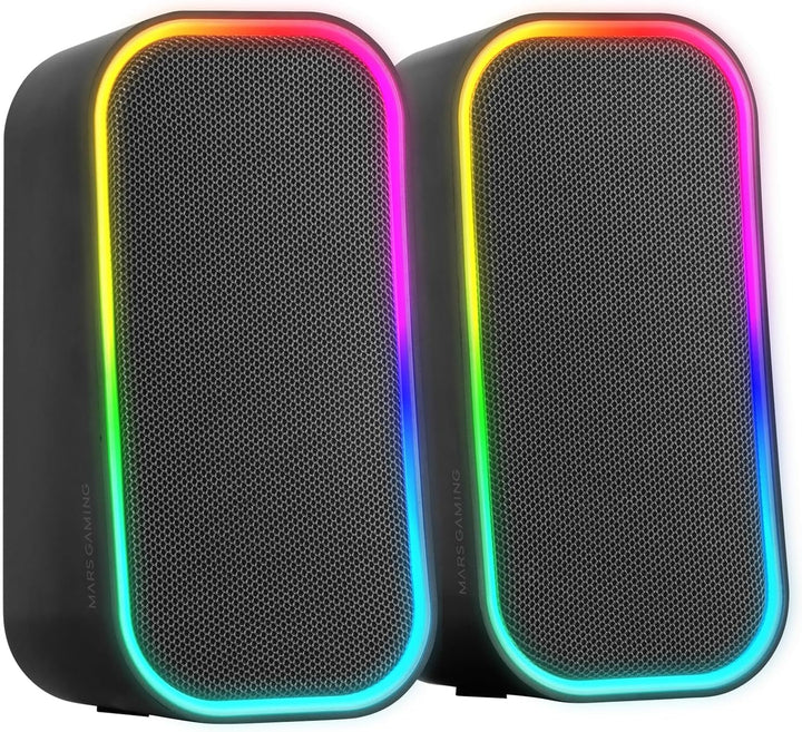 Mars Gaming MSB-ORB, Tragbarer Lautsprecher + Soundbar 20W, Orbilight RGB 360° Beleuchtung, Soundbar Mit Triple-Driver-System, Gaming-Lautsprecher Bluetooth 5.3 / Usb/Microsd/Aux/Fm, Schwarz