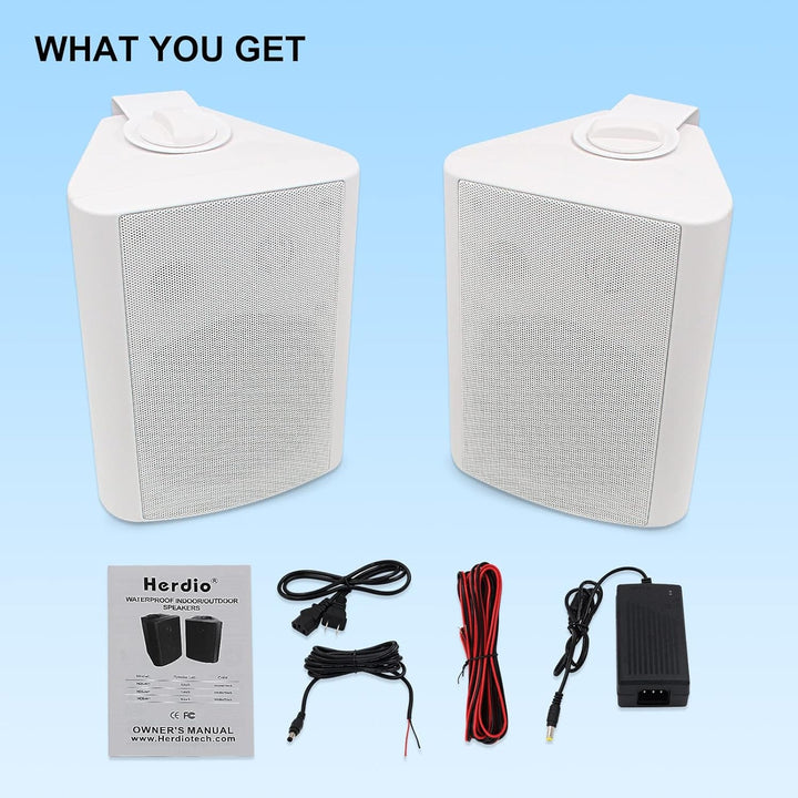 Herdio 5,25 Zoll 300 Watt Wasserdicht Außenlautsprecher Indoor Outdoor Patio Deck Lautsprecher Für Garten, Kompatibel Mit Bluetooth,Terrasse, Restaurant