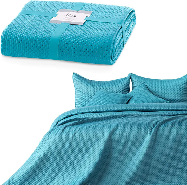 Ameliahome Tagesdecke 200X220 Cm DunkelgrÃ¼n BettÃ¼berwurf Zweiseitig PrÃ¤gung Matt Satin Carmen