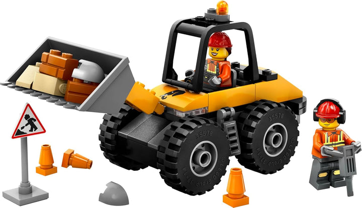 Încărcător cu roți LEGO City - Excavator de jucărie pentru copii mici, fete și băieți de la 4 ani - Set de joacă pentru vehicule - Idei de cadouri Montessori pentru preșcolari - Set cu 2 minifigurine de muncitori în construcții 60450