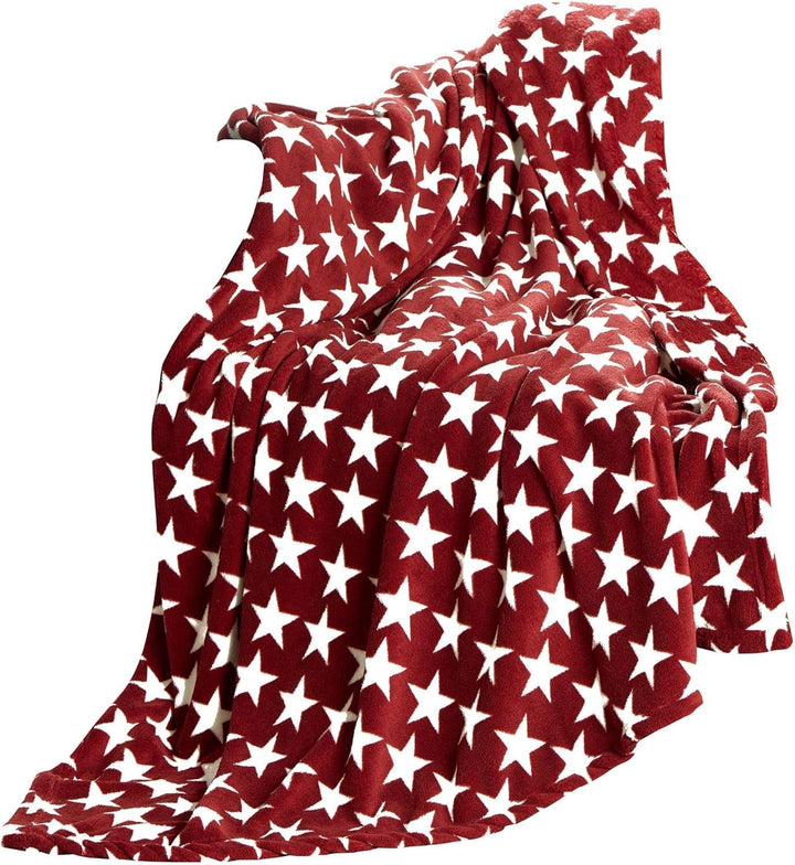 Celinatex Flauschige Kuscheldecke 150 X 200 Cm Bordeaux Decke Sofa Couch Wohndecke Weich Stars Mikrofaser Fleece Oeko-Tex Moonlight