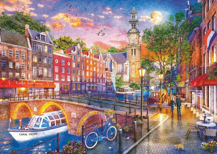 Ravensburger Puzzle 12000884 Sunset Amsterdam - puzzle jigsaw de 1000 de piese pentru adulți cu vârsta de peste 14 ani