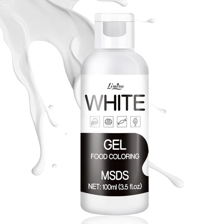 Colorant alimentar în gel - 100 ml, coloranți alimentari în gel pentru prăjituri, copt, fursecuri, macaroane - Colorant alimentar concentrat fără zahăr pentru decorarea torturilor, băuturi, ouă de Paște, slime DIY (alb)