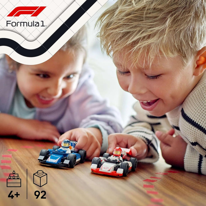 LEGO City F1 Williams Racing și Haas F1 Racing Cars - Jucărie Formula 1 cu mașini construibile și 2 minifigurine cu șofer de curse - Idei de cadouri mici pentru băieți și fete de la 4 ani 60464