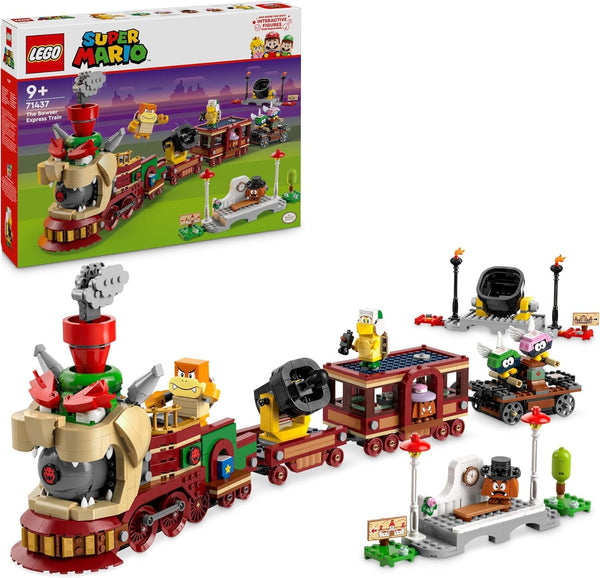 LEGO Super Mario Trenul Express Bowser, set de joacă de aventură pentru copii cu Hammer Brother, 2 Gumbas și 2 Parapunctures, cadou Nintendo pentru băieți, fete și gameri 71437