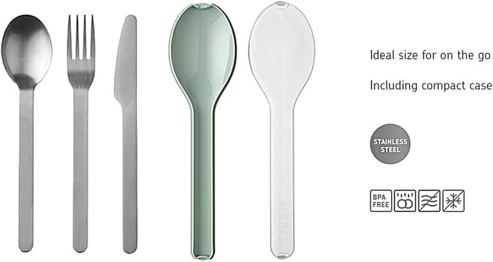 Mepal - Besteck 3-Teiliges Set Ellipse - Besteck-Set Für Unterwegs - Besteht Aus Einem Messer, Gabel & Löffel - Besteck-Set Mit Reiseetui - Edelstahl - Nordic Sage