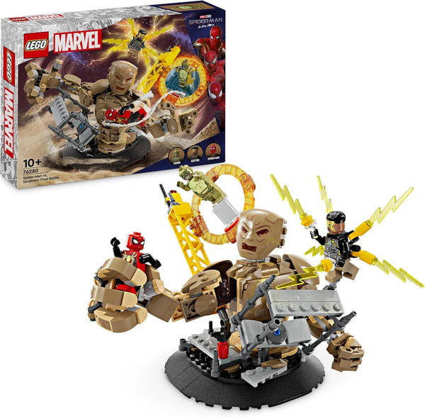 LEGO Marvel Spider-Man vs. Sandman: Showdown, jucărie de supererou cu figuri care includ Lizard și Electro, jucărie de construcție pentru jocuri de rol, cadou pentru băieți și fete entuziaști de acțiune 76280