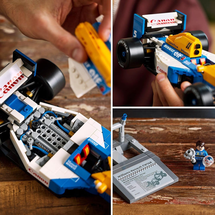 LEGO Icons Williams Racing FW14B cu Nigel Mansell - Set de mașini model F1 cu minifigurine cu pilot de curse de colecționat - Decorațiune de birou cu suport - Cadou pentru adulți și adolescenți fani ai sporturilor cu motor 10353