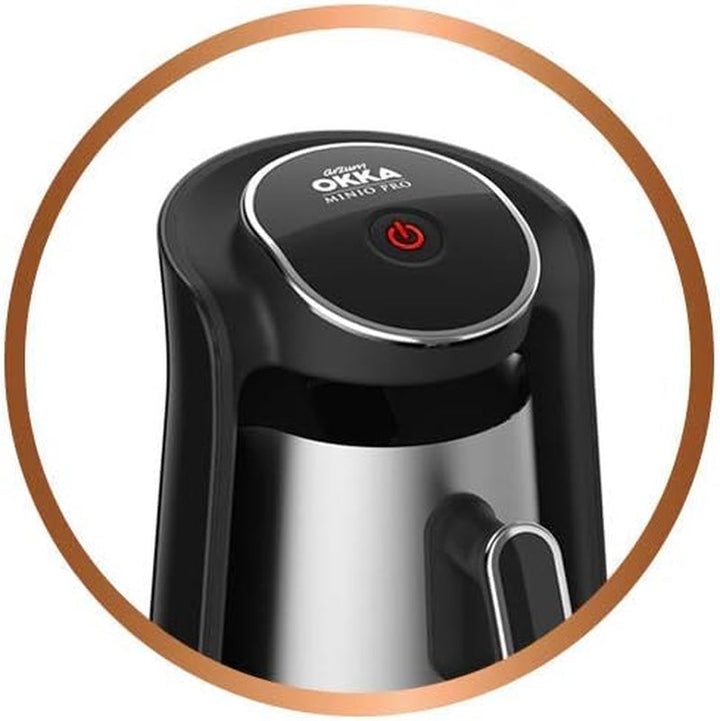 Cafetieră turcească Arzum Okka Minio, aparat Mocha, 1-4 căni, cană din oțel inoxidabil de 300 ml, protecție la preaplin, sistem inteligent de preparare, cană lavabilă, 480 W, cupru