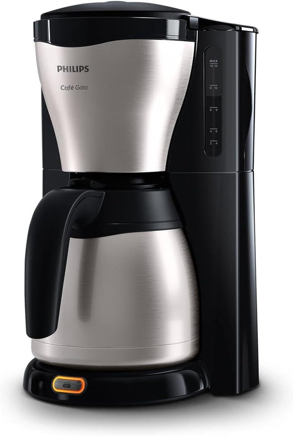Filtru de cafea Philips - Termos de 1,2 litri, Până la 15 cești, Oțel inoxidabil, (HD7546/20), 1000Watts, 25,5 X 22,1 X 37,01 Cm, Argintiu/Negru