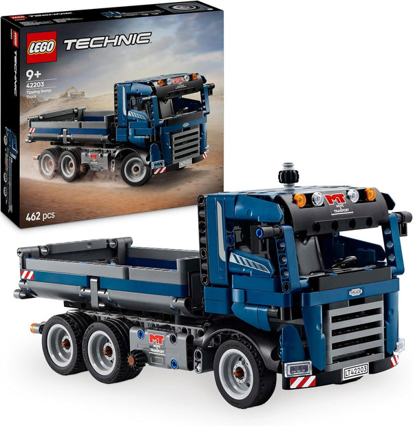 Jucărie LEGO Technic Dump Truck cu direcție și benă mobilă - vehicul de construcții albastru - idee de cadou pentru zile de naștere sau sărbători - set de construcție pentru băieți și fete de la 9 ani 42203