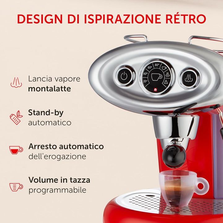 Espressor Illy pentru Iperespresso X7.1, culoare roșie, cu 216 capsule Iperespresso (108 capsule Hyperexpesso clasice și 108 INTENSO)