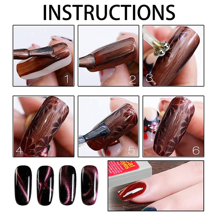 Nail Art Werkzeug Magnetstift, 10 Stück Nagel Magnet Stick Tool Set, Nagel Magnet Stift Und Starker Magnet Stock Punktierungsstifte Für DIY 3D Magnetisches Katzenauge UV Gel Polnisch Nagel Kunst