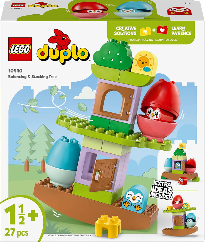Copac LEGO DUPLO pentru echilibrare și stivuire, jucărie pentru dezvoltare, set de construcție pentru copii începând cu 18 luni, jucărie creativă pentru copii, jucărie educativă cu 2 păsări de jucărie 10440