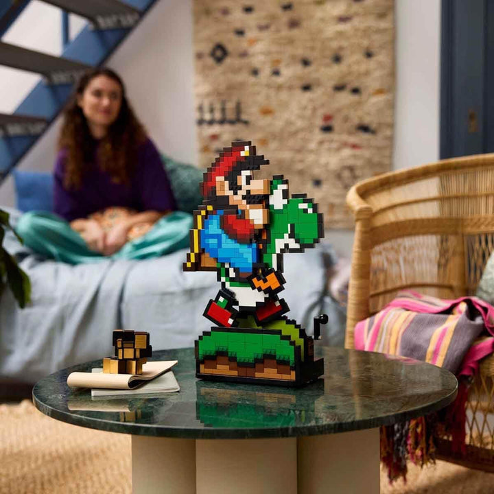 LEGO Super Mario World: Mario & Yoshi Nintendo Set de colecționat, figuri pixelate, model de construit și expus, decorațiuni pentru casă și de colecționat, kit de model și cadou pentru fanii adulți 71438