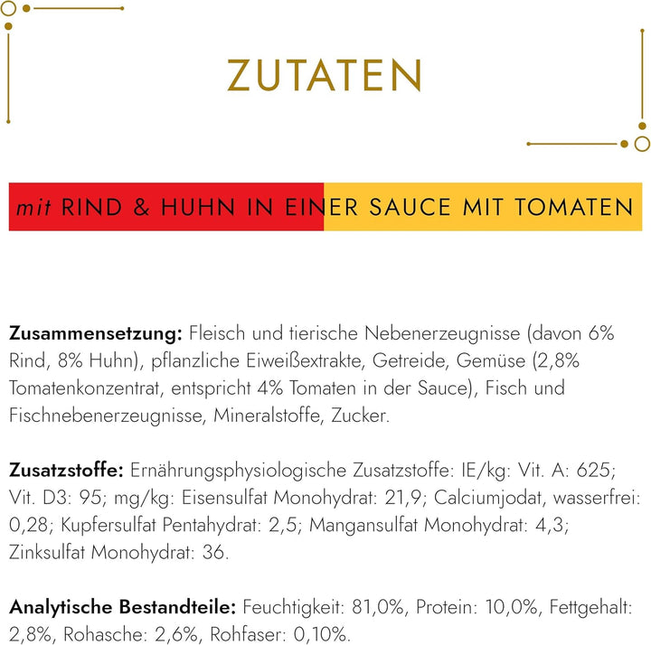 Gourmet Gold Délicatesse En Sauce Hrană umedă pentru pisici, cu carne de vită și pui, 12Pack (12 X 85G)