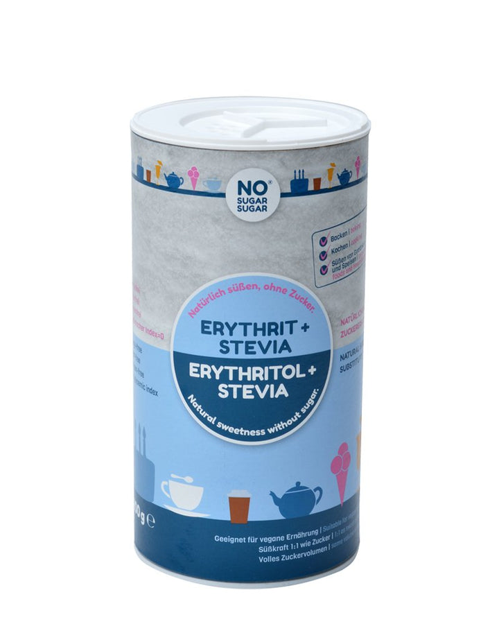 NO SUGAR SUGAR 400 G Erythrit + Stevia Vegan, 100% Zucker- & Kalorienfreier Zuckerersatz, Zahnfreundliche 1:1 Süße Gegenüber Zucker, Gesunde Alternative Ohne Eigengeschmack Zum Kochen, Backen, Süßen