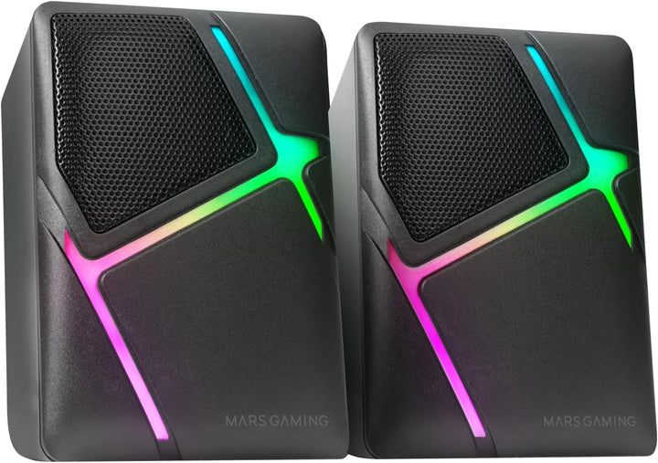 Mars Gaming MSB-ORB, Tragbarer Lautsprecher + Soundbar 20W, Orbilight RGB 360° Beleuchtung, Soundbar Mit Triple-Driver-System, Gaming-Lautsprecher Bluetooth 5.3 / Usb/Microsd/Aux/Fm, Schwarz