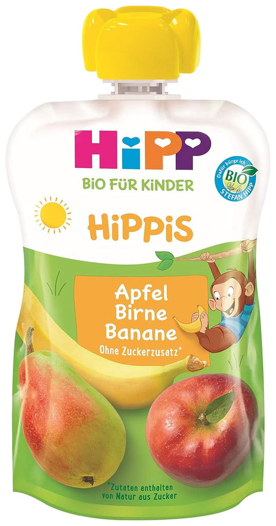 Hipp Super-Hippis Quetschbeutel, Granatapfel-Acerola in Apfel-Himbeere, 100% Bio-Früchte Ohne Zuckerzusatz, 6 X 100 G Beutel