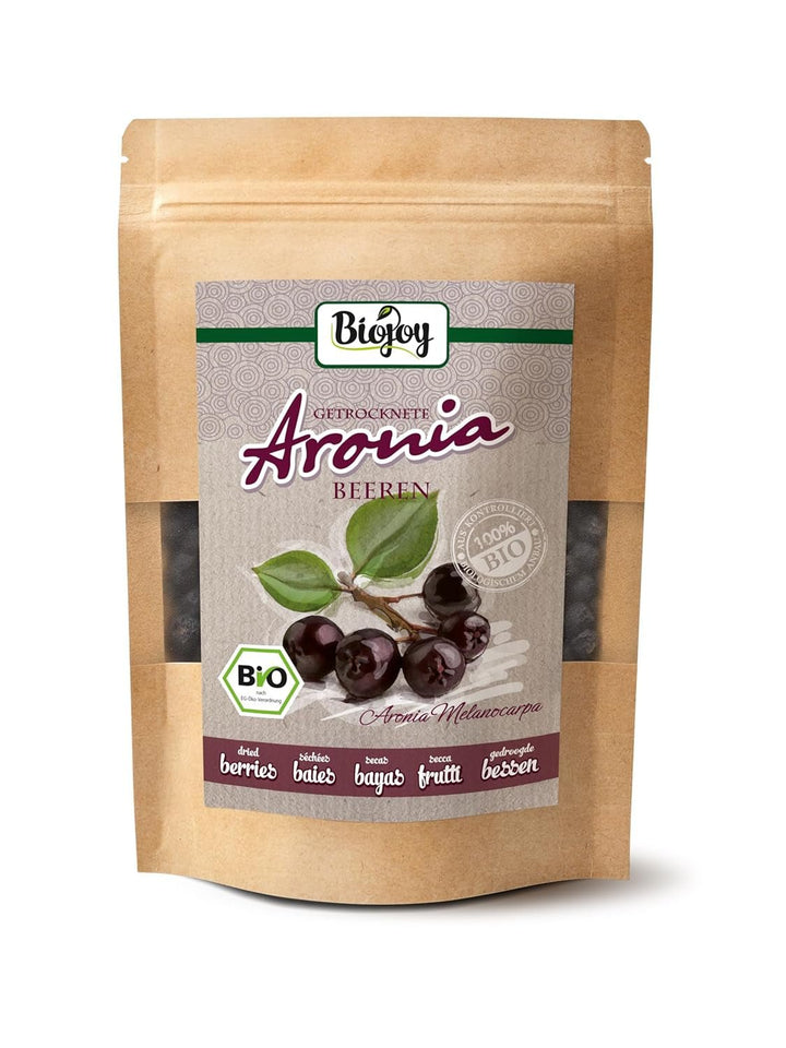 Biojoy fructe de aronia organice (1 kg), uscate și întregi (Aronia melanocarpa) Produse deshidratate Naty Shop 250 G