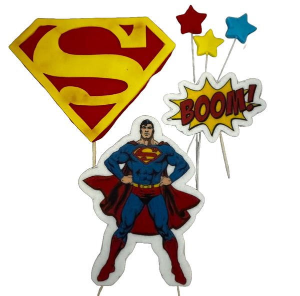 Lot de 6 décorations comestibles en pâte à sucre, Superman