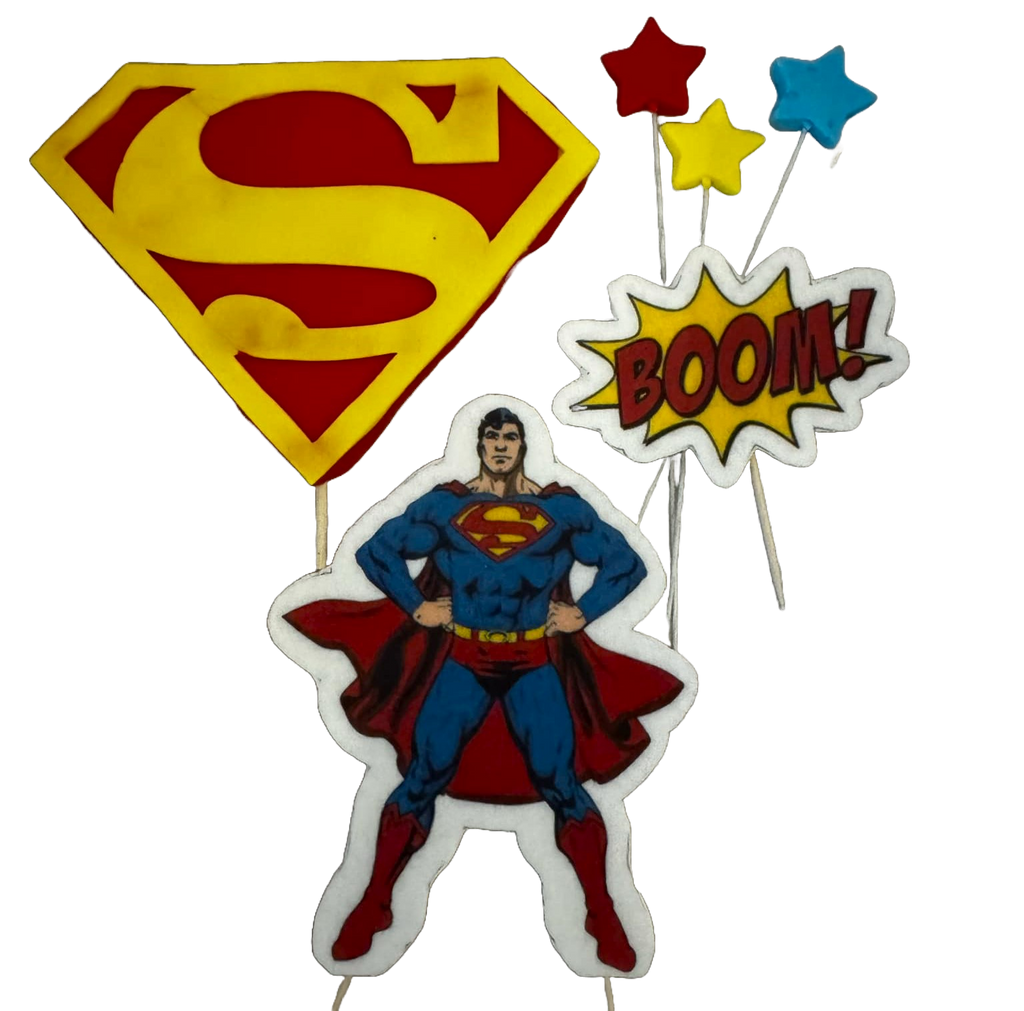 Set 6 decoratiuni comestibile din pasta de zahar, Superman