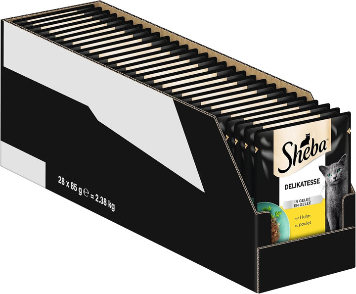 SHEBA săculeți hrană umedă pentru pisici delicatesă în jeleu cu ton Msc certified 28 X 85G
