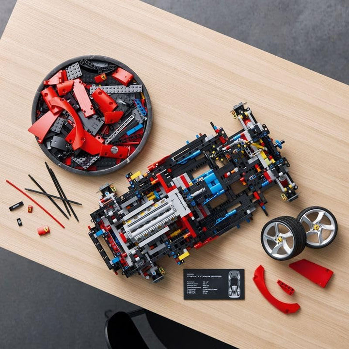 Kit machetă LEGO Technic Ferrari Daytona SP3 la scara 1:8, Mașină super sport roșie, Obiect de colecție machetă de mașină extinsă, Ultimate Car Concept 42143
