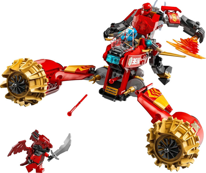 LEGO NINJAGO Kai's Storm Rider Mech - Jucărie motocicletă zburătoare cu 3 minifigurine - Mech cu cap, brațe și picioare mobile - Jucărie de construit - Cadou pentru băieți și fete cu vârsta de 7+ 71830