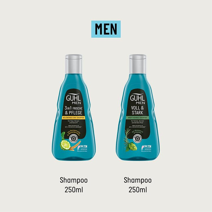 Guhl Men Voll & Stark Shampoo - Inhalt: 250 Ml - Haartyp: Dünn, Fein, Normal, Blue