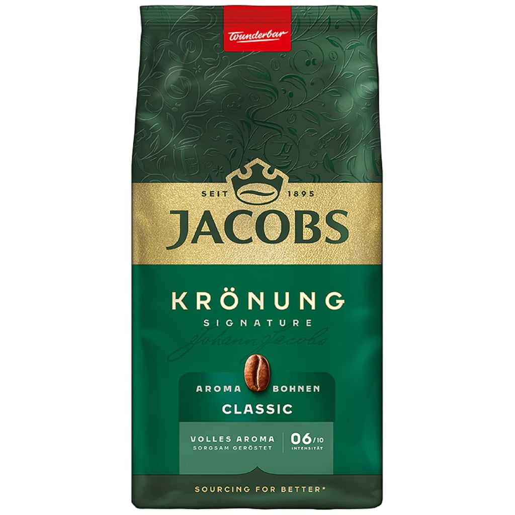 Jacobs Krönung Aroma Bohnen Classic 500G – Volles Aroma, Nussig, Zitrusnote, Arabica & Robusta Bohnen, Intensität 6/10, Ideal Für Klassischen Kaffee