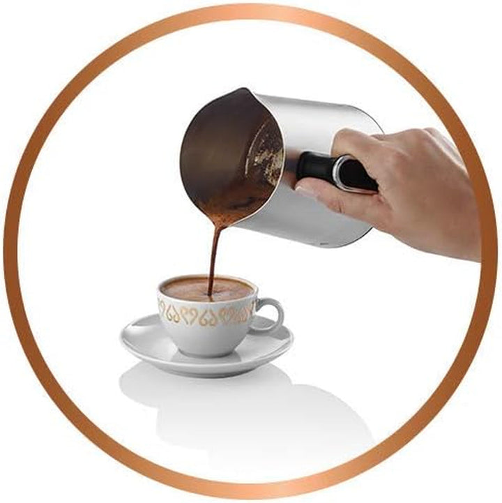 Cafetieră turcească Arzum Okka Minio, aparat Mocha, 1-4 căni, cană din oțel inoxidabil de 300 ml, protecție la preaplin, sistem inteligent de preparare, cană lavabilă, 480 W, cupru